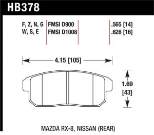 Nissan Sentra Spec V Brake Pads - Rear - Hawk Performance - HPS Street - `03-`06